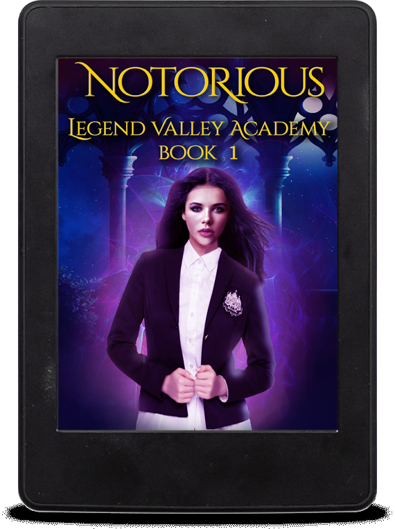 Book cover for Notorious - magic academy trilogy fantasy inspired by Indian mythology